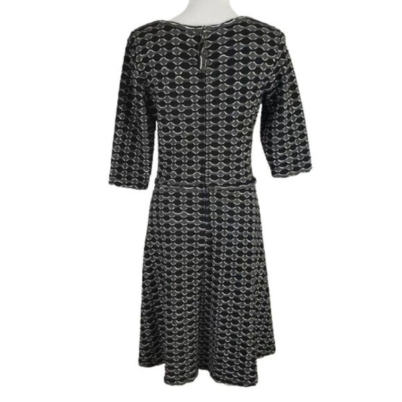 Max Studio Women’s Geometric Fit & Flare Dress Scoop Neck, Black/Grey Gray - Picture 4 of 10